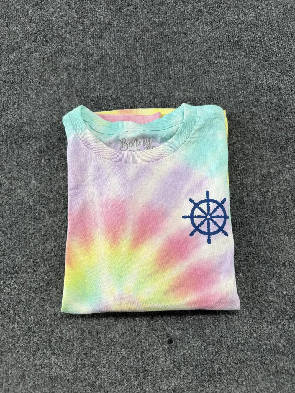 Benny & Belle Shirt Girls M Multicolor Tie Dye Salty Air Not A Care Nautical